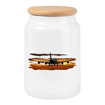 Passagierflugzeug - Keksdose mit Holzdeckel - Weiß - Vorne