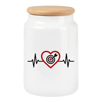 Heart Target Dartboard - Cookie Jar with Wooden Lid - white - Front