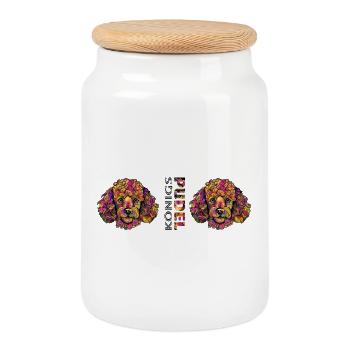 Poodle - Cookie Jar with Wooden Lid - white - Front