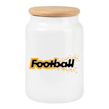 Fußball - Keksdose mit Holzdeckel - Weiß - Vorne