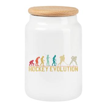 Hockey Evolution Silhouette Design - Keksdose mit Holzdeckel - Weiß - Vorne