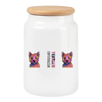 West Highland Terrier - Keksdose mit Holzdeckel - Weiß - Vorne