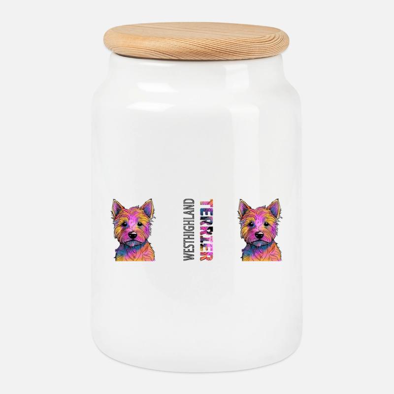 West Highland Terrier - Keksdose mit Holzdeckel - Weiß