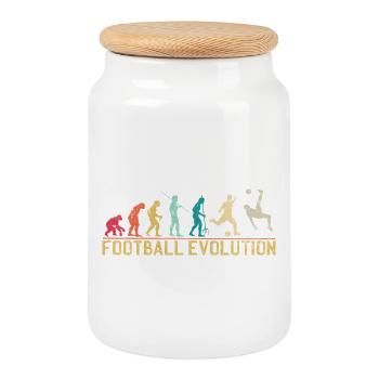 Conception de la chronologie de Football Evolution - Boîte à biscuits avec couvercle en bois - blanc - Devant