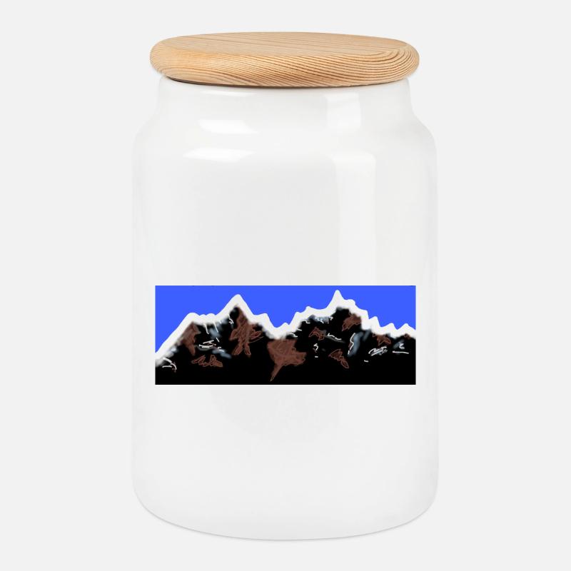 Mountains - Cookie Jar with Wooden Lid - white