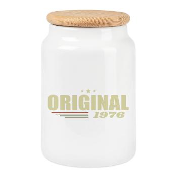 49. Geburtstag 49 Jahre Original 1976 - Keksdose mit Holzdeckel - Weiß - Vorne