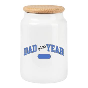 Dad of the Year – Award - Cookie Jar with Wooden Lid - white - Front