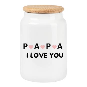 Dad, I Love You – Gift for the best dad - Cookie Jar with Wooden Lid - white - Front