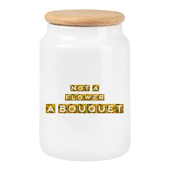 Bouquet of sunflowers and grasses - Cookie Jar with Wooden Lid - white - Front