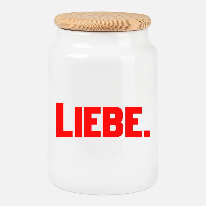Liebe - Keksdose mit Holzdeckel - Weiß