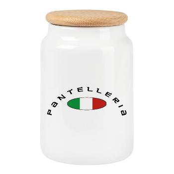 Pantelleria Italy Capers - Cookie Jar with Wooden Lid - white - Front