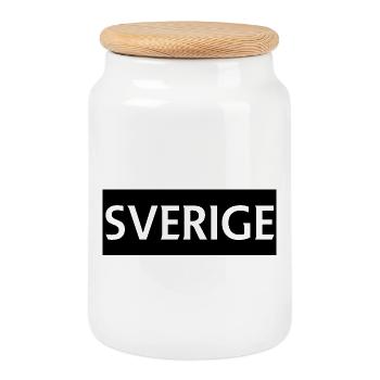 Suède - Boîte à biscuits avec couvercle en bois - blanc - Devant