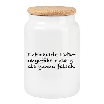 It's better to decide roughly right than .... - Cookie Jar with Wooden Lid - white - Front