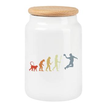 Joueur de handball Evolution - Boîte à biscuits avec couvercle en bois - blanc - Devant