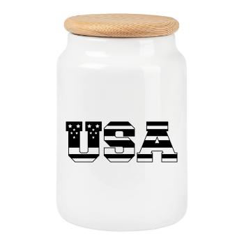 États-Unis Amérique - Boîte à biscuits avec couvercle en bois - blanc - Devant