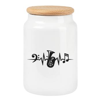 Tuba Heartbeat Tuba Orchestre Musiciens - Boîte à biscuits avec couvercle en bois - blanc - Devant