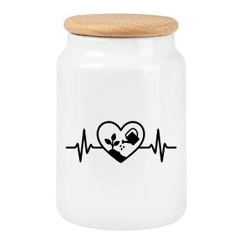 Gardening Plant Watering Can Heart - Cookie Jar with Wooden Lid - white - Front