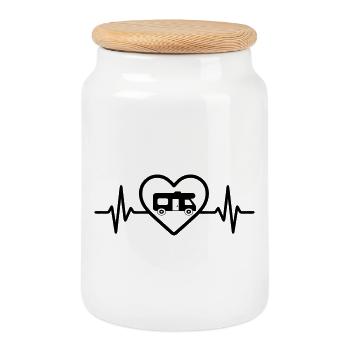 Motorhome Heart Travel - Cookie Jar with Wooden Lid - white - Front