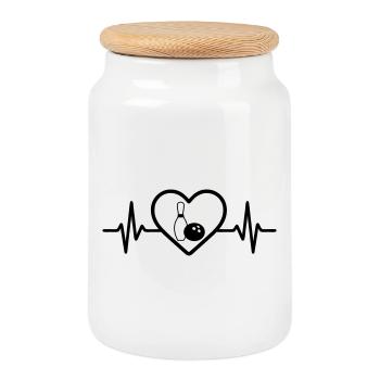 Bowling Heart Leisure - Cookie Jar with Wooden Lid - white - Front