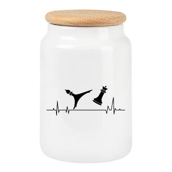 Chess Player's Heartbeat - Cookie Jar with Wooden Lid - white - Front