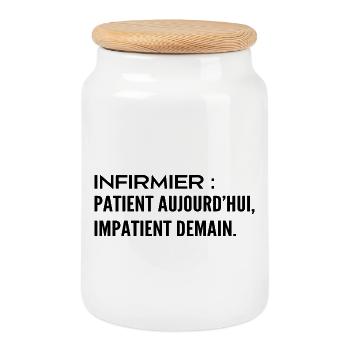 Infirmier : patient aujourd’hui, impatient demain - Boîte à biscuits avec couvercle en bois - blanc - Devant