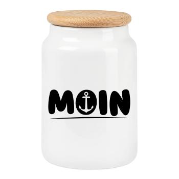 Moin with Anker - Cookie Jar with Wooden Lid - white - Front