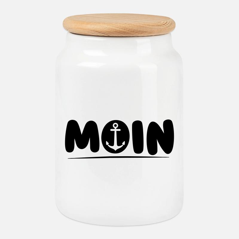 Moin with Anker - Cookie Jar with Wooden Lid - white