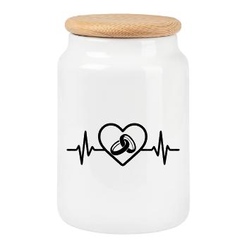Alliances Coeur Amour - Boîte à biscuits avec couvercle en bois - blanc - Devant