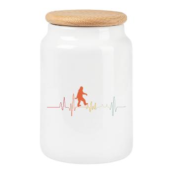 Bigfoot Sasquatch Hide And Seek Sayings - Cookie Jar with Wooden Lid - white - Front
