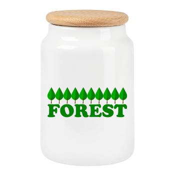 Forest - Cookie Jar with Wooden Lid - white - Front