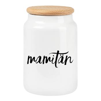 Mamitän Mother's Day Best Mom Anchor - Cookie Jar with Wooden Lid - white - Front