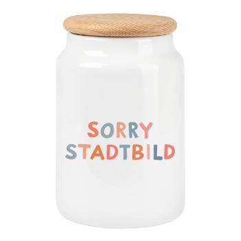 Sorry Stadtbild - Keksdose mit Holzdeckel - Weiß - Vorne