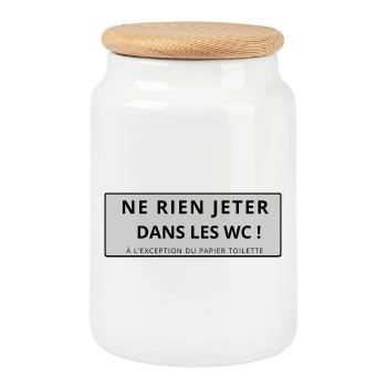 WC-Aufkleber - Keksdose mit Holzdeckel - Weiß - Vorne