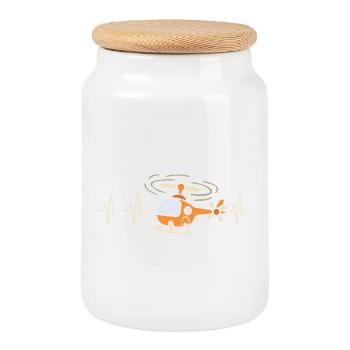 Helikopter Herzschlag Cartoon Design - Keksdose mit Holzdeckel - Weiß - Vorne