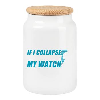 If I collapse funny running jogging runner - Cookie Jar with Wooden Lid - white - Front