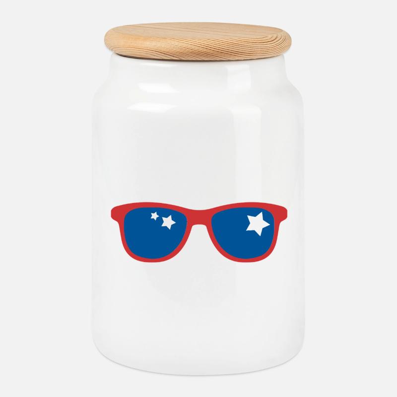 Pop Art Sonnenbrille - Keksdose mit Holzdeckel - Weiß