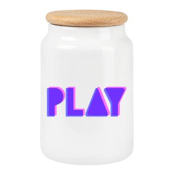 Press Play – Musique Party DJ Shirt Style Club - Boîte à biscuits avec couvercle en bois - blanc - Devant
