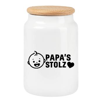 La fierté de papa - Cadeau pour la naissance des futurs pères - Boîte à biscuits avec couvercle en bois - blanc - Devant