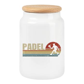 Padel Retro Sunset - Keksdose mit Holzdeckel - Weiß - Vorne