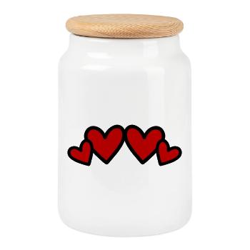Hearts Symbol Love - Cookie Jar with Wooden Lid - white - Front