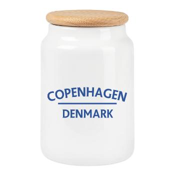Copenhague – Danemark Textdesign - Boîte à biscuits avec couvercle en bois - blanc - Devant