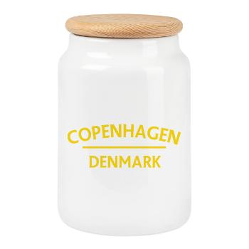 Copenhague – Danemark Textdesign - Boîte à biscuits avec couvercle en bois - blanc - Devant