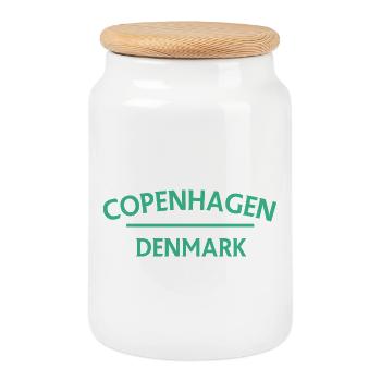 Copenhague – Danemark Textdesign - Boîte à biscuits avec couvercle en bois - blanc - Devant