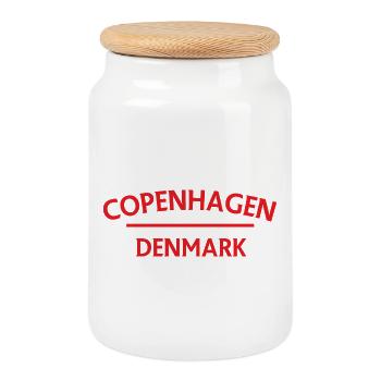Kopenhagen – Dänemark Textdesign - Keksdose mit Holzdeckel - Weiß - Vorne