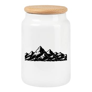 Berge Symbol Alpen - Keksdose mit Holzdeckel - Weiß - Vorne