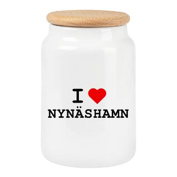 I love Nynäshamn - Ich liebe Nynäshamn - Cookie Jar with Wooden Lid - white - Front