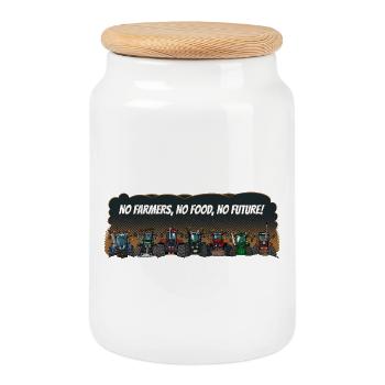 boeren_tshirt_new_landscape_EN - Boîte à biscuits avec couvercle en bois - blanc - Devant