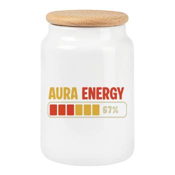 Aura Energy 67 Meme Funny Gen Alpha Six Seven 67 - Boîte à biscuits avec couvercle en bois - blanc - Devant