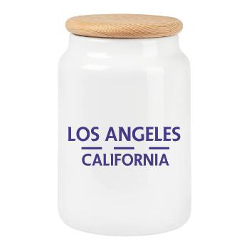 Los Angeles, Kalifornien - Keksdose mit Holzdeckel - Weiß - Vorne