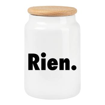 Nothing. or almost nothing satirical slogan anti slogan - Cookie Jar with Wooden Lid - white - Front